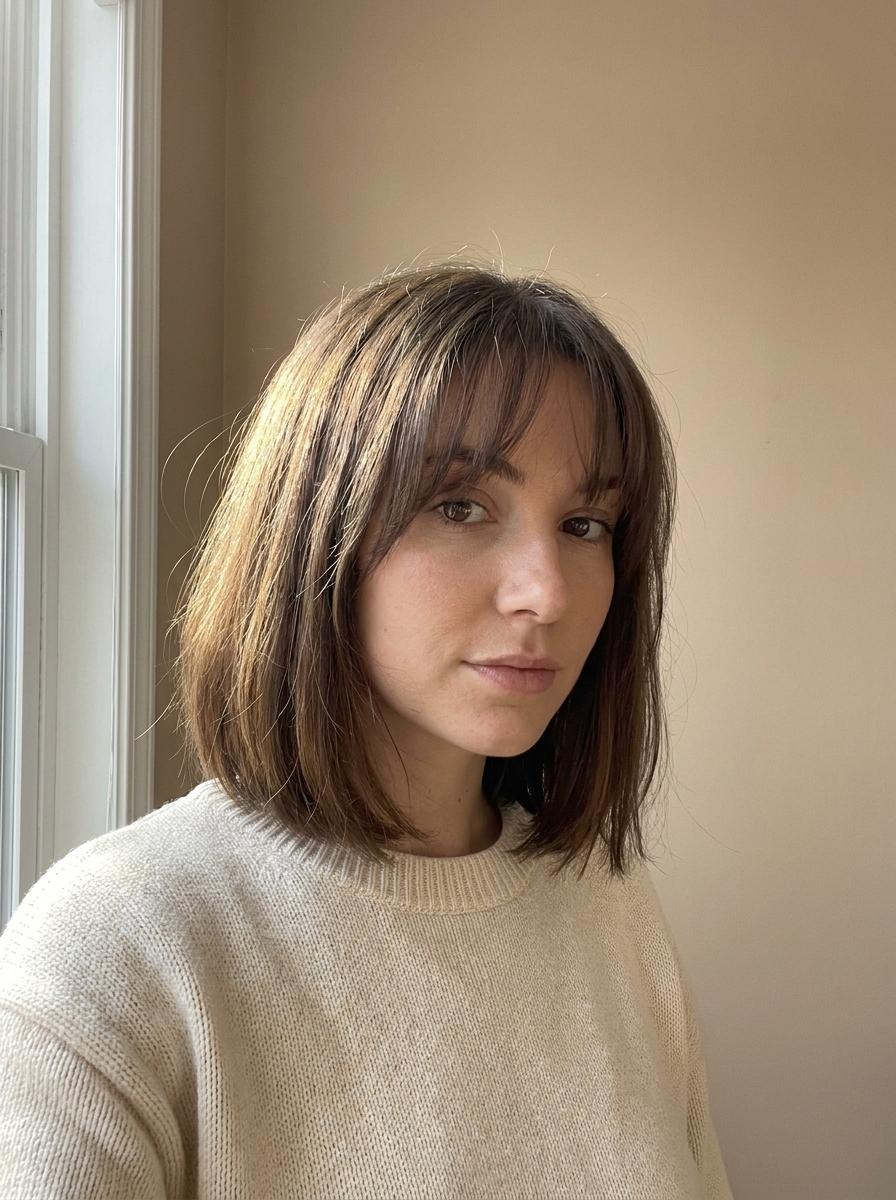 Bob mit Curtain Bangs - Bobfrisur mittellang